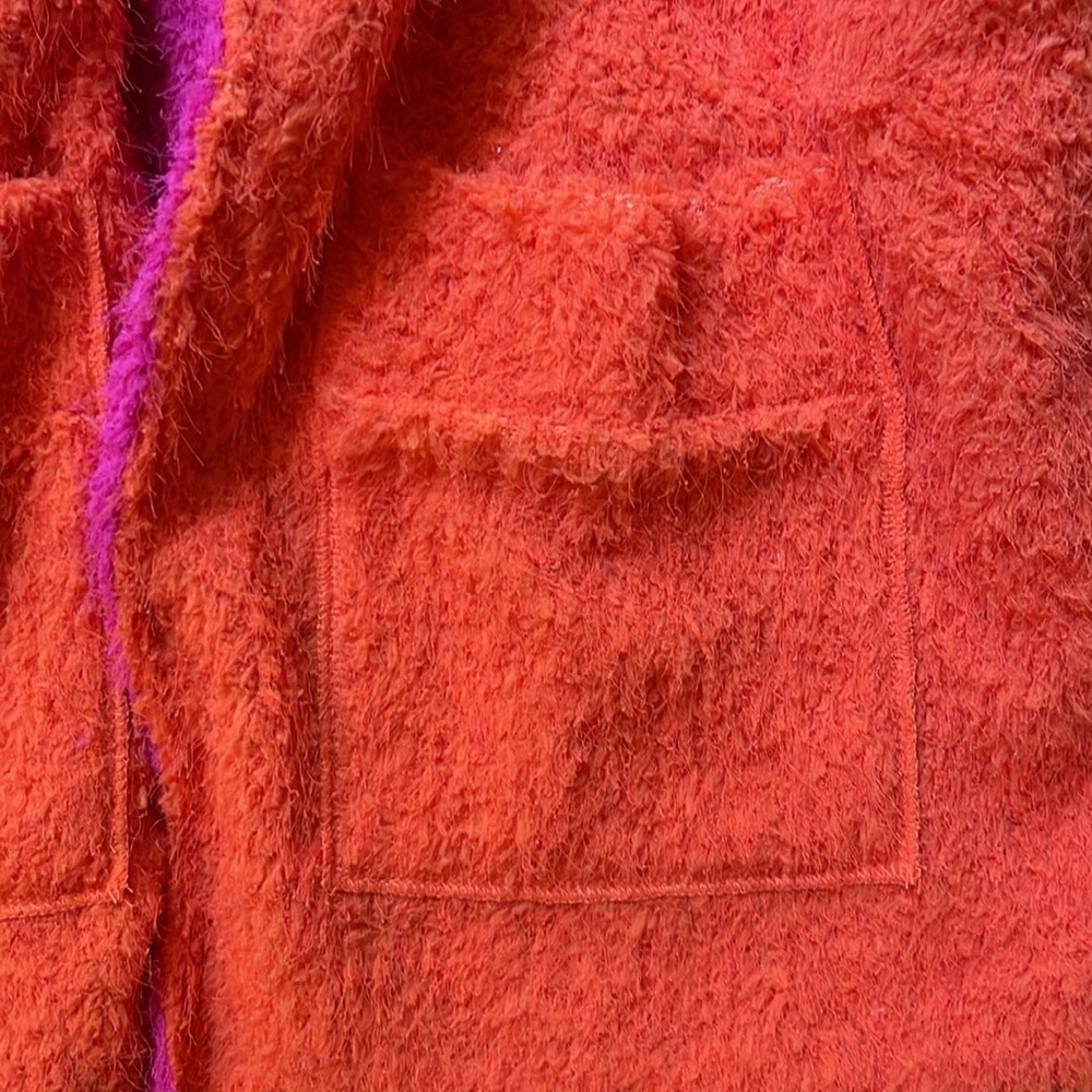 Reversible Color Block Fuzzy Jacket with Front Pockets - Picture 3 of 6